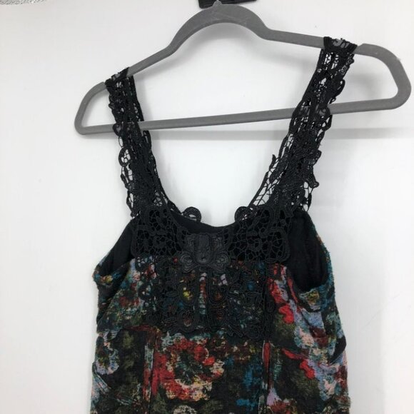 Free People Knockout bodycon black red floral lace crochet strap mini dress SP - Picture 11 of 16